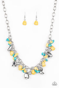 Paparazzi Quarry Trail - Yellow - Turquoise Beads - Silver Necklace and matching Earrings - Glitzygals5dollarbling Paparazzi Boutique 