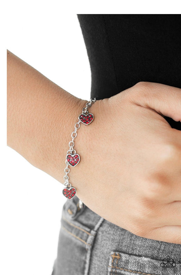 Paparazzi Valentine Vibes Red Heart Bracelet - Glitzygals5dollarbling Paparazzi Boutique 