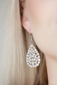 Sparkle Brighter White Earring - Glitzygals5dollarbling Paparazzi Boutique 
