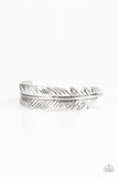 Paparazzi Tran-QUILL-ity - Silver Feather Cuff Bracelet - Glitzygals5dollarbling Paparazzi Boutique 