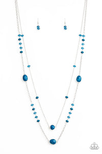 Paparazzi Dazzle The Crowd - Blue - Shimmery Silver Chains - Necklace and matching Earrings - Glitzygals5dollarbling Paparazzi Boutique 