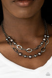 Paparazzi GLIMMER Takes All - Black - Gunmetal Hoops - Necklace and matching Earrings - Glitzygals5dollarbling Paparazzi Boutique 