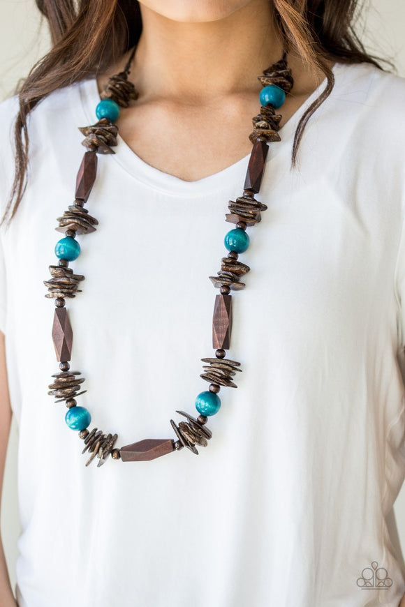 Paparazzi Cozumel Coast - Blue - Wooden Necklace & Earrings - Glitzygals5dollarbling Paparazzi Boutique 