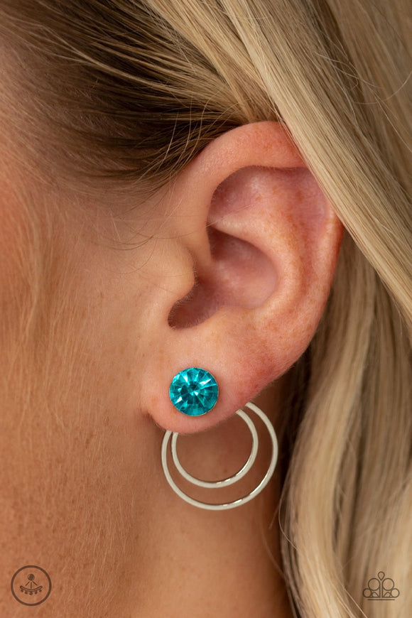 Paparazzi  Word Gets Around - Blue Jacket Earrings - Glitzygals5dollarbling Paparazzi Boutique 