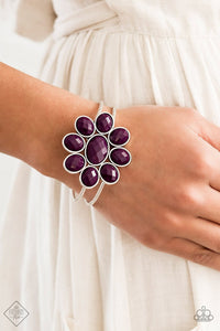 Paparazzi Petal Persuasion - Purple - Silver Hinged Bracelet - Fashion Fix / Trend Blend Exclusive January 2020 - Glitzygals5dollarbling Paparazzi Boutique 