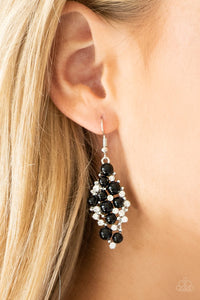 Paparazzi Famous Fashion - Black Beads - White Rhinestone - Gorgeous Earrings - Glitzygals5dollarbling Paparazzi Boutique 