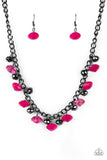 Paparazzi Runway Rebel - Pink - Gunmetal Necklace & Earrings - Glitzygals5dollarbling Paparazzi Boutique 