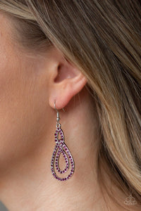 Paparazzi Sassy Sophistication - Purple - Rhinestones - Silver Loop - Earrings - Glitzygals5dollarbling Paparazzi Boutique 