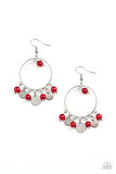 Paparazzi Bubbly Buoyancy - Red - Shimmery Silver Hoop - Earrings - Glitzygals5dollarbling Paparazzi Boutique 