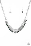 Paparazzi Glow and Grind - Green Rhinestones - Bold Silver Chain Necklace & Earrings - Glitzygals5dollarbling Paparazzi Boutique 