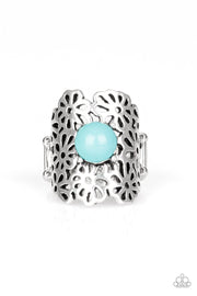 Paparazzi Flower Shower - Blue - Silver Flowers - Ring - Glitzygals5dollarbling Paparazzi Boutique 