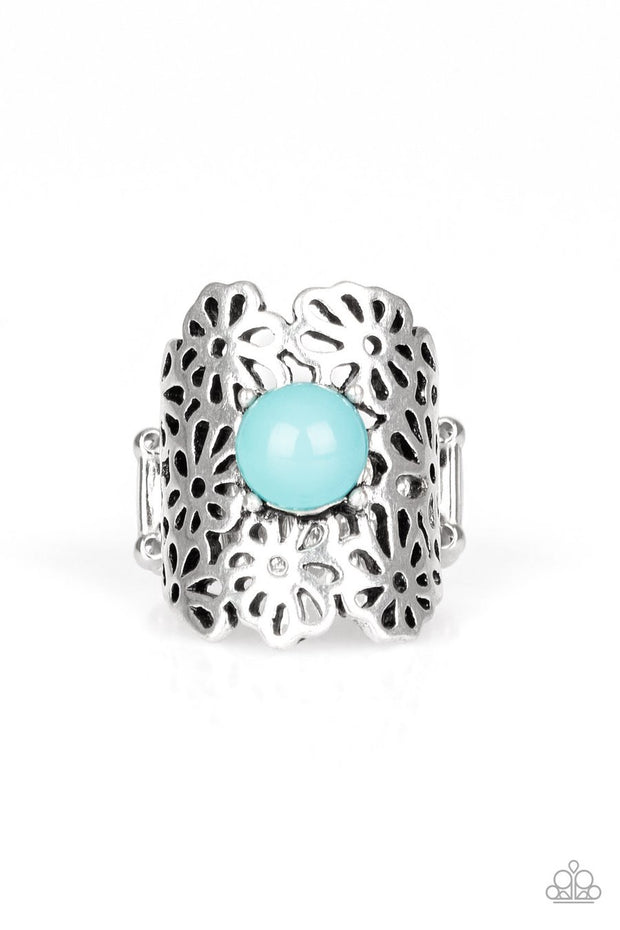 Paparazzi Flower Shower - Blue - Silver Flowers - Ring - Glitzygals5dollarbling Paparazzi Boutique 