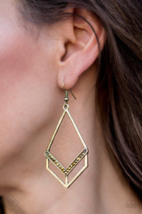 Paparazzi Absolute Alpha Brass Earrings Fashion Fix Exclusive - Glitzygals5dollarbling Paparazzi Boutique 