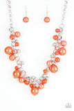 Paparazzi The Upstater – Orange Pearl Silver Bead Necklace - Glitzygals5dollarbling Paparazzi Boutique 