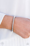 Paparazzi Totally Trillionaire White Hinge Fashion Fix Exclusive Bracelet - Glitzygals5dollarbling Paparazzi Boutique 