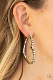 PAPARAZZI HEARTBREAKER - BRASS Heart Rhinestone Earrings - Glitzygals5dollarbling Paparazzi Boutique 