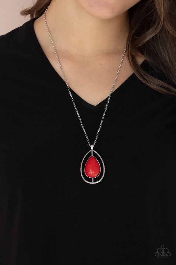 Here Today, PATAGONIA Tomorrow - red - Paparazzi necklace - Glitzygals5dollarbling Paparazzi Boutique 