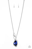 Paparazzi Optical Opulence - Blue Gem - White Rhinestones - Silver Necklace - Life of the Party Exclusive December 2019 - Glitzygals5dollarbling Paparazzi Boutique 