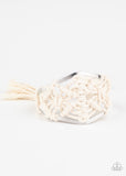 Paparazzi Macrame Mode - White Cuff Bracelet Life of the Party Exclusive - Glitzygals5dollarbling Paparazzi Boutique 