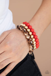 Paparazzi Courageously Couture Red Set of three Bracelets - Glitzygals5dollarbling Paparazzi Boutique 