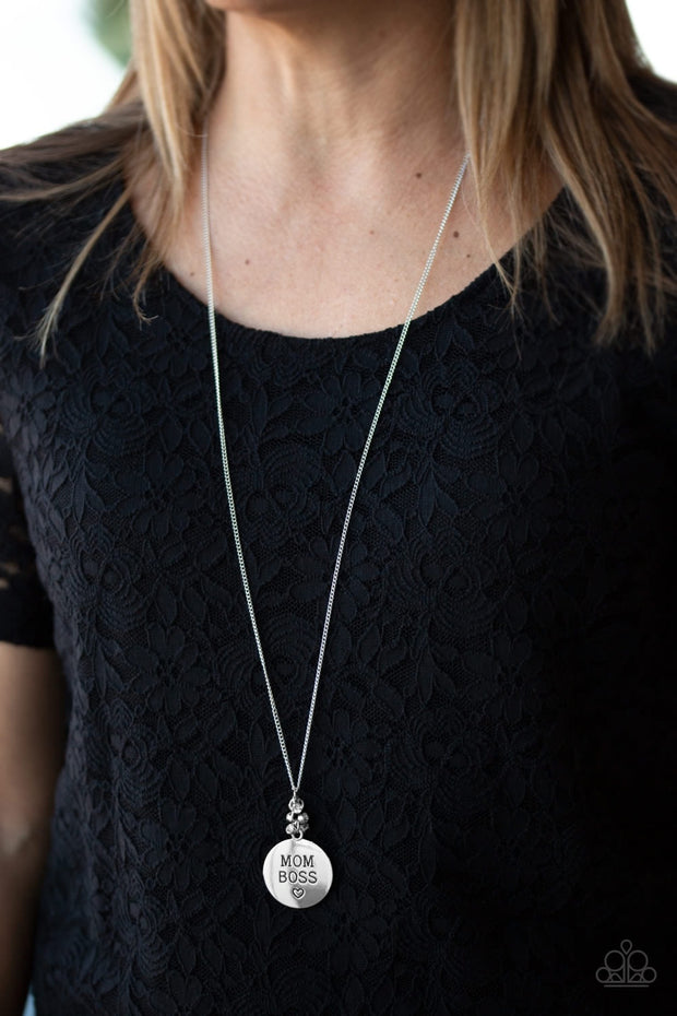 Paparazzi “Mom Boss” White Necklace - Glitzygals5dollarbling Paparazzi Boutique 
