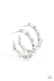 Let There Be SOCIALITE - White Rhinestone & Pearl Hoop Earrings - September 2021 Life Of The Party -Paparazzi - Glitzygals5dollarbling Paparazzi Boutique 