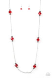 Paparazzi Season of Sparkle - Red Gems - Silver Chain Necklace and matching Earrings - Glitzygals5dollarbling Paparazzi Boutique 