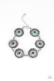 Paparazzi Funky Flower Child - Blue Rhinestone - Ornate Silver Bracelet - Glitzygals5dollarbling Paparazzi Boutique 