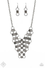 Paparazzi Net Result - Black Gunmetal - Necklace & Earrings - Trend Blend / Fashion Fix March 2020 - Glitzygals5dollarbling Paparazzi Boutique 