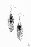 Paparazzi Paparazzi Quill Thrill - Black Bead - Silver Feather Earrings - Glitzygals5dollarbling Paparazzi Boutique 