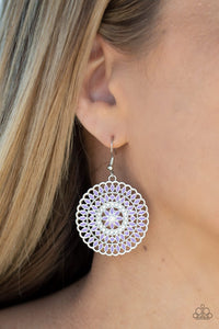 Paparazzi PINWHEEL and Deal - Purple - White Rhinestones - Silver Earrings - Glitzygals5dollarbling Paparazzi Boutique 