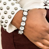 Paparazzi Glitzy Glamorous White Rhinestone Black Bracelet Fashion Fix Exclusive - Glitzygals5dollarbling Paparazzi Boutique 