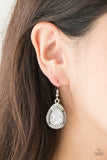 Paparazzi Grandmaster Shimmer - White Teardrop Gem - Rhinestone Earrings - Glitzygals5dollarbling Paparazzi Boutique 