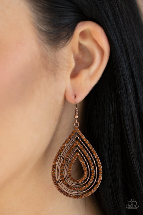 5th Avenue Attraction - copper - Paparazzi earrings - Glitzygals5dollarbling Paparazzi Boutique 