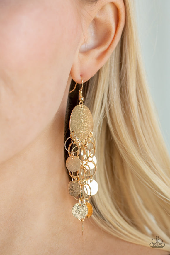 Paparazzi Turn on the Brights Gold Earrings - Glitzygals5dollarbling Paparazzi Boutique 