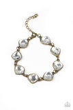 Paparazzi Perfect Imperfection - Brass - Glassy White Gems - Adjustable Bracelet - Glitzygals5dollarbling Paparazzi Boutique 