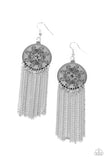 Paparazzi Earrings ~ Fringe Control Silver - Glitzygals5dollarbling Paparazzi Boutique 
