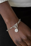 Paparazzi BLING In The New Year - White - Rhinestones - Toggle Closure Bracelet - Glitzygals5dollarbling Paparazzi Boutique 