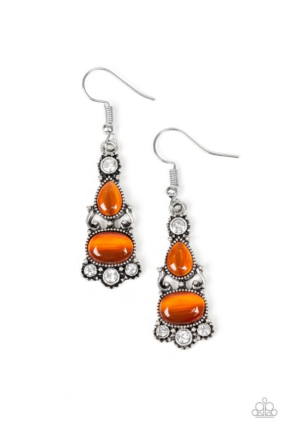 Paparazzi Push Your LUXE - Orange Moonstone - Earrings - Glitzygals5dollarbling Paparazzi Boutique 