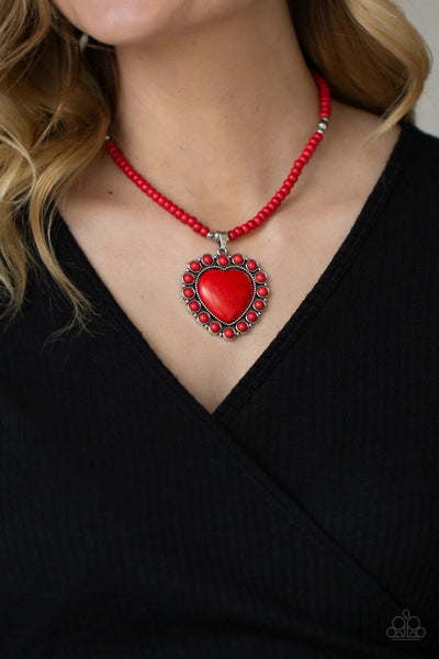 A Heart Of Stone - Red PAPARAZZI NECKLACE - Glitzygals5dollarbling Paparazzi Boutique 