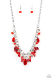 Paparazzi I Want To SEA The World - Red - Bold Silver Chain Necklace & Earrings - Glitzygals5dollarbling Paparazzi Boutique 