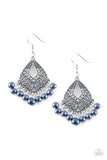 Paparazzi Gracefully Gatsby - Blue Pearly Fringe - White Rhinestones - Earrings - Glitzygals5dollarbling Paparazzi Boutique 