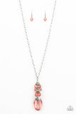 Paparazzi Crystal Cascade - Orange / Coral Beads - White Rhinestones - Silver Necklace and matching Earrings - Glitzygals5dollarbling Paparazzi Boutique 