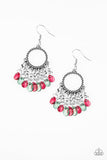 Paparazzi Paradise Palace - Multi - Green and Red Teardrops - Silver Hoop Earrings - Glitzygals5dollarbling Paparazzi Boutique 