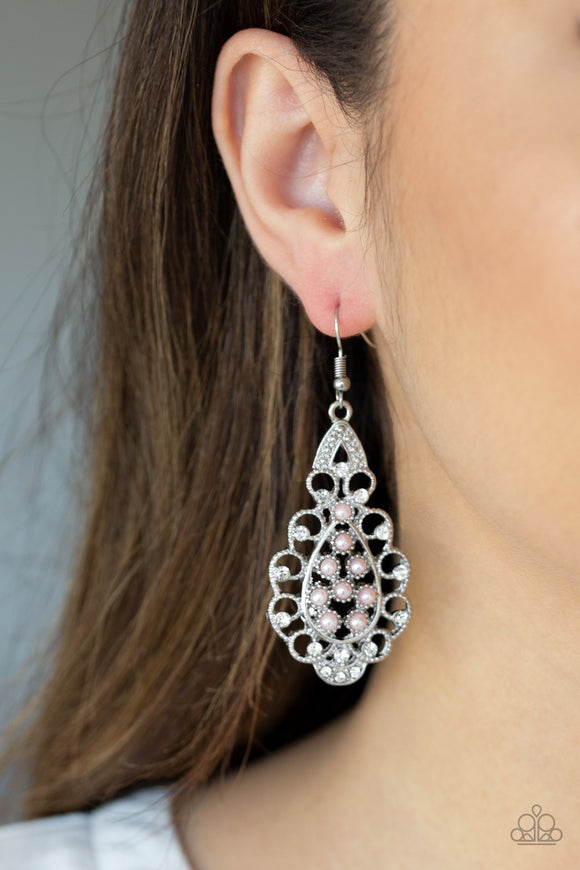 Paparazzi Sprinkle On The Sparkle - Pink Pearl Earrings - Glitzygals5dollarbling Paparazzi Boutique 