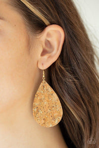 Paparazzi Earring ~ CORK It Over - Gold - Glitzygals5dollarbling Paparazzi Boutique 