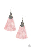 Paparazzi In Full PLUME - Pink - Thread / Fringe / Tassel - Silver Earrings - Glitzygals5dollarbling Paparazzi Boutique 