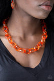 Paparazzi Ice Queen - Orange Acrylic - Necklace and matching Earrings - Glitzygals5dollarbling Paparazzi Boutique 
