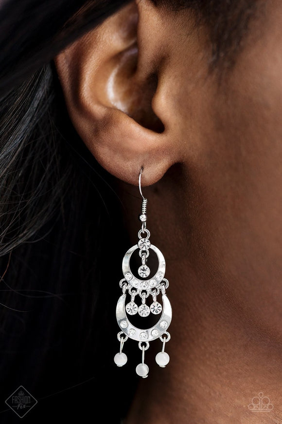 Paparazzi Mainstage Meet and Greet - White Moonstone Earrings - Fashion Fix Exclusive February 2019 - Glitzygals5dollarbling Paparazzi Boutique 