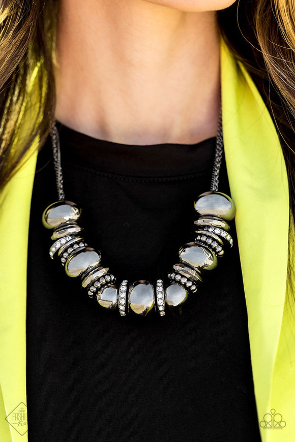 Paparazzi Only The Brave - Black Gunmetal Fashion Fix Exclusive Necklace May 2020 - Glitzygals5dollarbling Paparazzi Boutique 